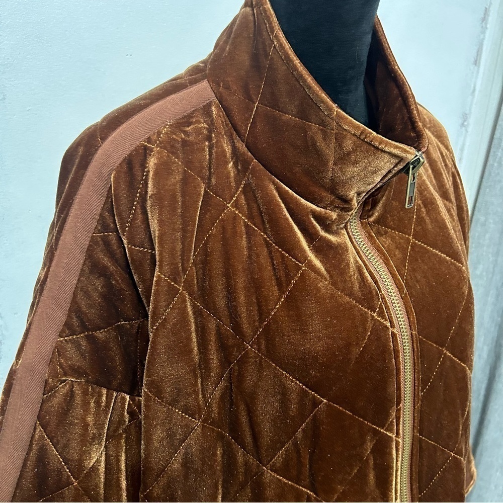 Avec Les Filles Anthropologie Women Jacket Sz XL Velvet Quilted Elastic Waist - Picture 3 of 8